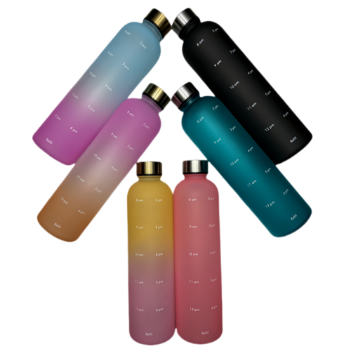 Nouvelle bouteille d'eau Life Sports motivationnelle, avec marqueur de temps, couvercle à vis, plastique 900 ml vert