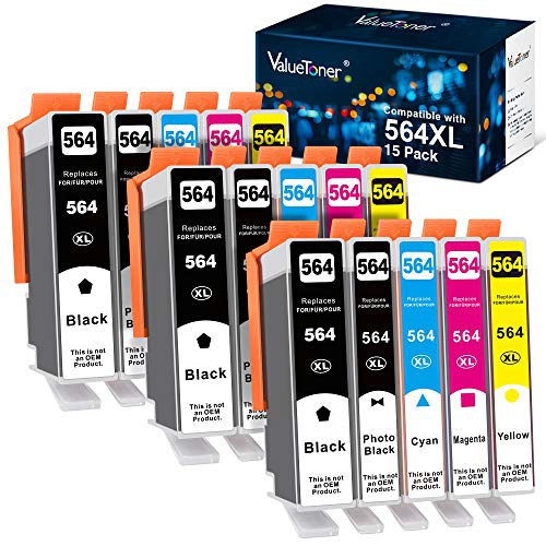 Valuetoner 15 Pack 564XL Ink Cartridge Replacement for HP 564 XL 564XL for Photosmart 5520 6520 7520 7525 5510 Officejet 4620 DeskJet 3500 Printer