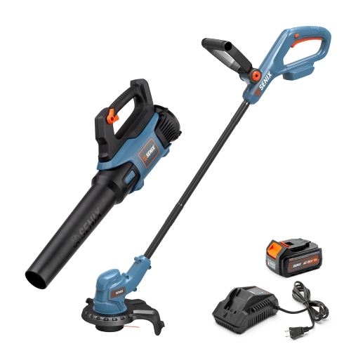 SENIX X2 20V Max* 2-Piece Cordless Tool Combo Kit with 10-Inch String Trimmer and Variable Speed Leaf Blower, Includes 4.0 Ah Battery & Charger