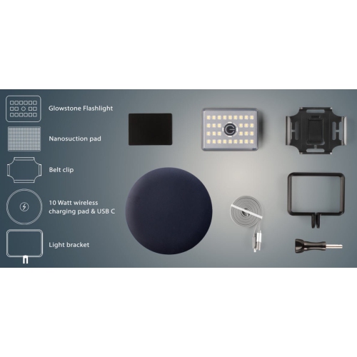 Glowstone Ultra-compact Powerful Flashlight Worklight - Charger Pk 900lm, 75g, IP69K waterproof rubber Hands-free floodlight, Atex Zone 0 Drop-proof