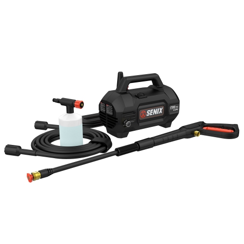 SENIX  13 Amp 1700 Psi 1.2 Gpm Electric Pressure Washer With Foam Cannon, Spray Gun, 20-Ft Hose, Turbo Nozzle, And Quick-Connect Spray Nozzles (HPwe13-L)