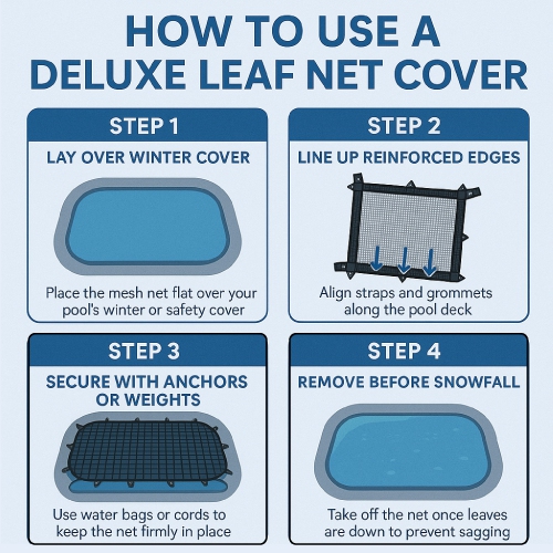 28' Jet Black Deluxe Closing Leaf Net Cover for In-Ground Swimming Pools