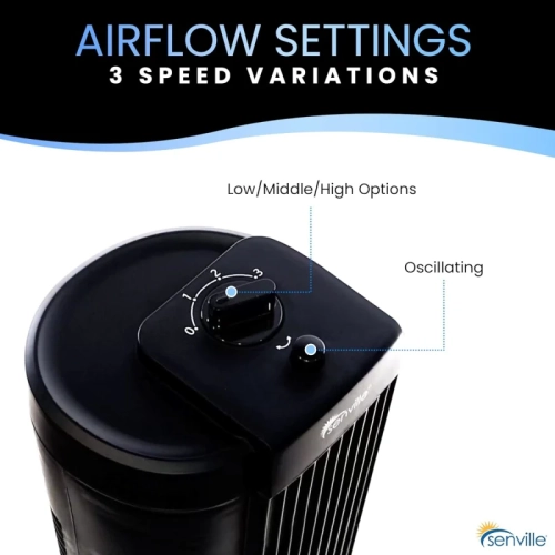 Ventilateur sur pied de 27 po pour chambre à coucher et maison - oscillation à 60°, 3 vitesses, conception compacte, SENFZ10-19&nbsp;M