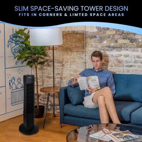 Ventilateur sur pied de 27 po pour chambre à coucher et maison - oscillation à 60°, 3 vitesses, conception compacte, SENFZ10-19&nbsp;M