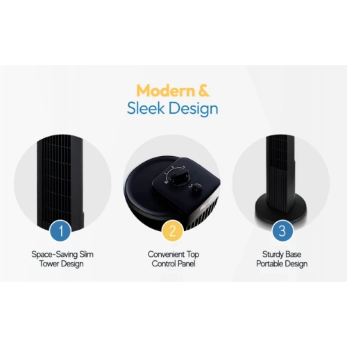 Ventilateur sur pied de 27 po pour chambre à coucher et maison - oscillation à 60°, 3 vitesses, conception compacte, SENFZ10-19&nbsp;M