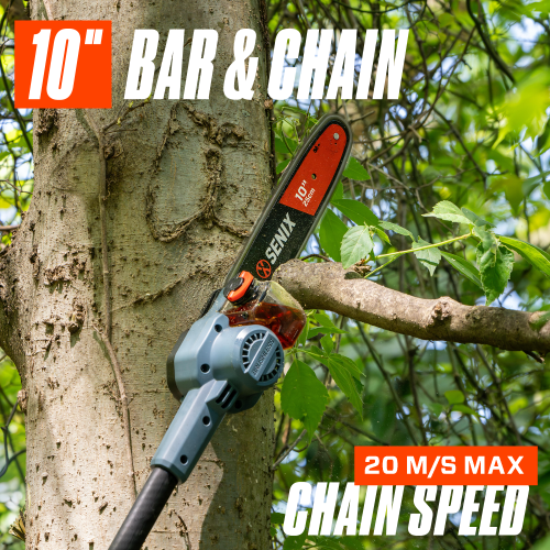 SENIX X6 60V Max* 10-Inch Cordless Pole Saw with Articulating Head, Includes 3.0 Ah Battery and Charger