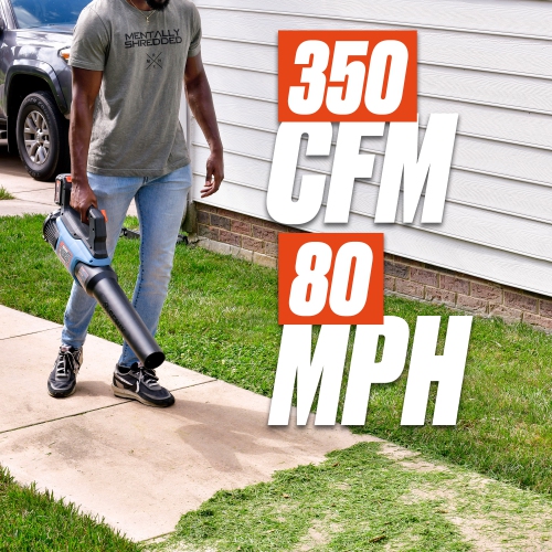 SENIX X2 20V Max* Handheld Cordless Leaf Blower, Up to 350 CFM and 80 MPH, Variable Speed, Cruise Control, Lightweight, Includes 4.0 Ah Battery and 2