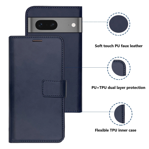 XCRS Google Pixel 8A 2024 Case PU Leather Flip Pouch Wallet with Card Slot, Lanyard