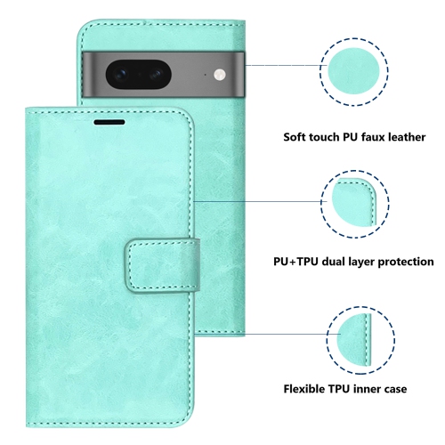 XCRS Google Pixel 8A 2024 Case PU Leather Flip Pouch Wallet with Card Slot, Lanyard