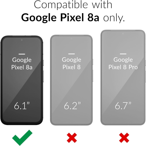 XCRS – Étui pour Pixel 8&nbsp;A 2024 en cuir de polyuréthane avec fente pour carte de Google, cordon