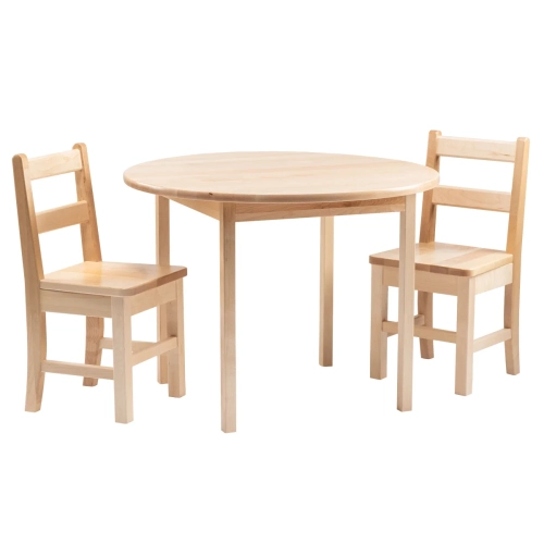 Table ronde en bois massif de Poitras avec 2 chaises