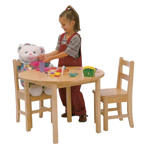 Table ronde en bois massif de Poitras avec 2 chaises