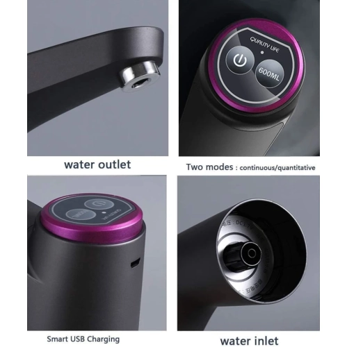 Distributeur d'eau portatif - chargement électrique USB, interrupteur d'arrêt automatique, convient aux bouteilles de 3, 4, 5 gallons