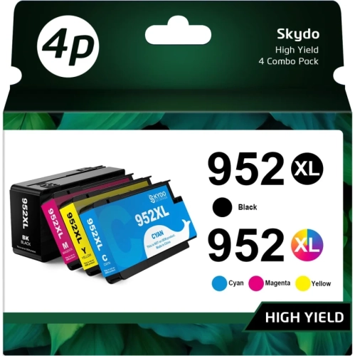 Remplacement de cartouche d'encre 952XL de haute qualité : Compatible avec les cartouches d'encre noire, cyan, magenta et jaune 952 XL de HP