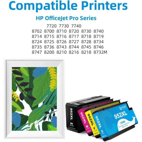 Remplacement de cartouche d'encre 952XL de haute qualité : Compatible avec les cartouches d'encre noire, cyan, magenta et jaune 952 XL de HP