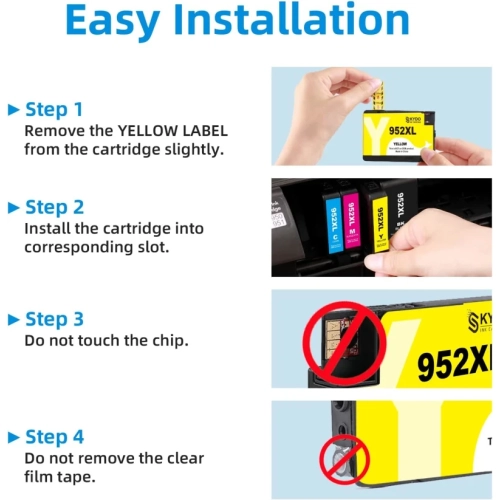 Remplacement de cartouche d'encre 952XL de haute qualité : Compatible avec les cartouches d'encre noire, cyan, magenta et jaune 952 XL de HP