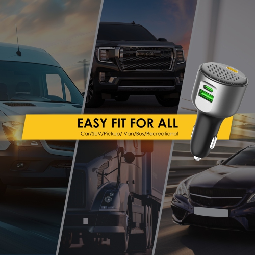 Rexing 170W Vehicle Quick Charger with 2 USB-C & 1 USB Port Compatible with iPhone and Samsung Note - Black