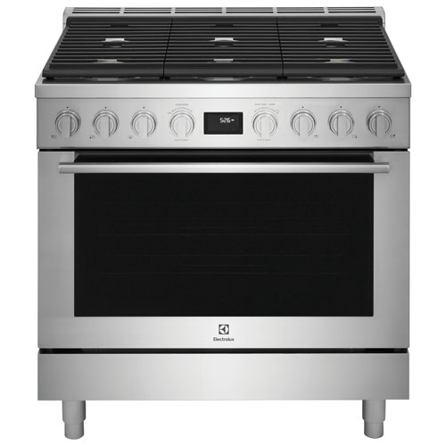 Cuisinière biénergie autonome à convection véritable 36 po 4,4 pi³ d'Electrolux - Acier inoxydable