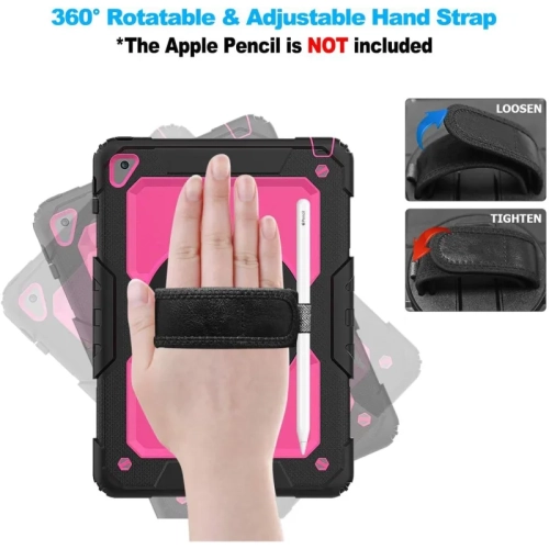 iPad 6th/5th Generation Kids Case with Pencil Holder & Screen Protector - Hard Rugged Shockproof Cover with Stand & Shoulder Strap, Fits iPad Pro