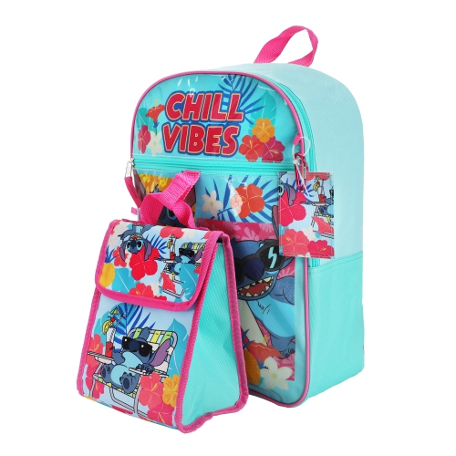 Lilo & Stitch Chill Vibes Beach Fun Kids 16" Backpack and Lunch Bag 5 Piece Set
