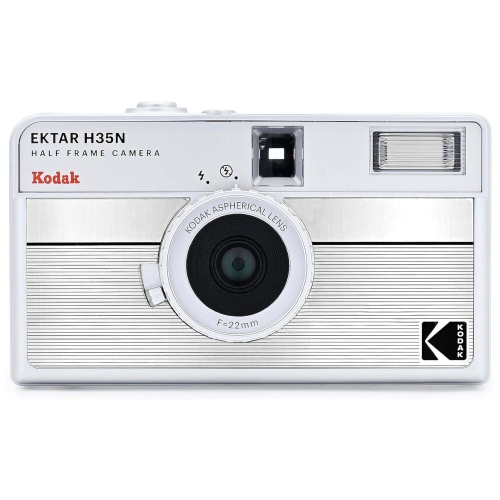 KODAK EKTAR H35N Half Frame Film Camera STRIPED SILVER), 35mm, Reusable, Focus-Free, Bulb Function, Built-in Star Filter, Coated Improved Lens