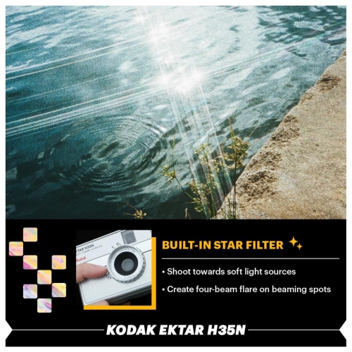 Image 5 of 8.. KODAK EKTAR H35N Half Frame Film Camera, 35mm, Reusable, Focus-Free, Bulb Function, Built-in Star Filter, Coated Improved Lens (Film & AAA Battery