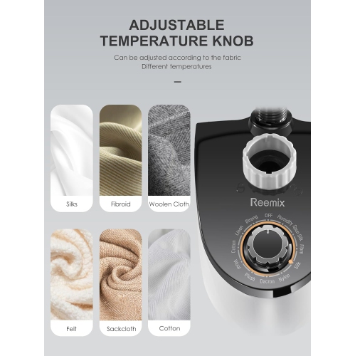 Professional Steamer for Clothes,Reemix Standing Steamer with Garment Hanger,Heats in 30 Seconds,Large Detachable Water Tank for 1 Hour Continuous