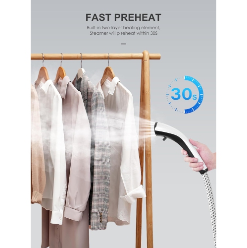 Professional Steamer for Clothes,Reemix Standing Steamer with Garment Hanger,Heats in 30 Seconds,Large Detachable Water Tank for 1 Hour Continuous