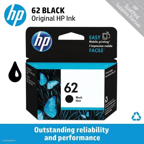 Original HP 62 Black Ink Cartridge | Compatible with HP OfficeJet & ENVY Series | C2P04AN