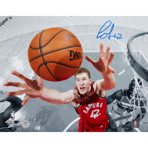 Photo de 11 x 14 signée par Jakob Poeltl des Raptors de Toronto