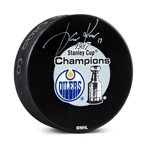 Image 1 of 1.. Jari Kurri Signed Edmonton Cup Champion Puck