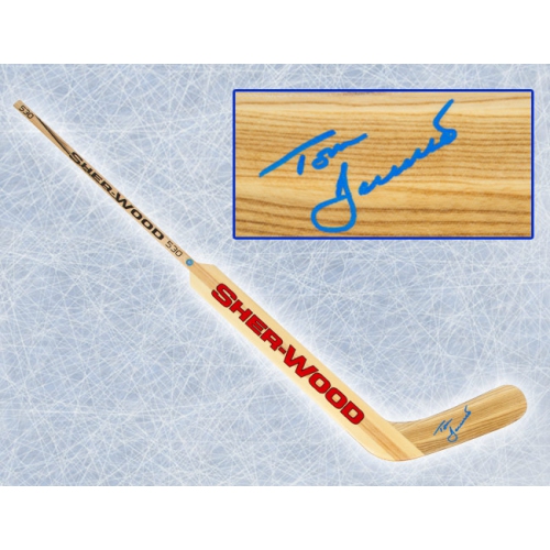 Image 1 of 1.. Tom Barrasso Autographed Natural Wood Goalie Stick