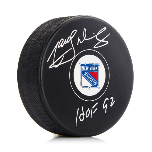 Image 1 of 1.. Marcel Dionne Signed New York Puck with HOF Note