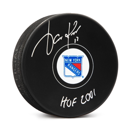 Image 1 of 1.. Jari Kurri Signed New York Puck with HOF Note