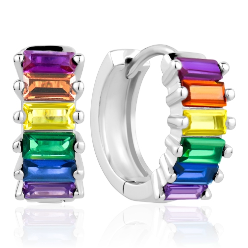 CLUB ROCHELIER  3A Cubic Zirconia Hoop Earrings In Multicolor