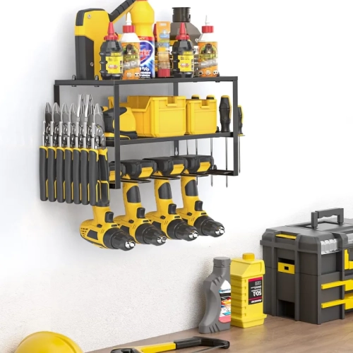 Range-outils et porte-perceuse électriques | Support à outils robuste à 3 niveaux | rangement mural pour perceuses 4