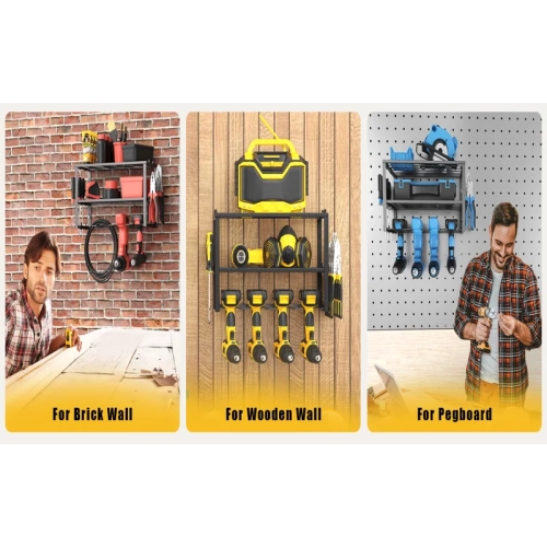 Range-outils et porte-perceuse électriques | Support à outils robuste à 3 niveaux | rangement mural pour perceuses 4