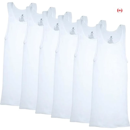 Hanes Men’s Ribbed Cotton Tank Undershirts | 6-Pack | Large size