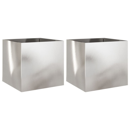 VIDAXL  Planters 2 PCs 49X47X46 Cm Stainless Steel In Silver