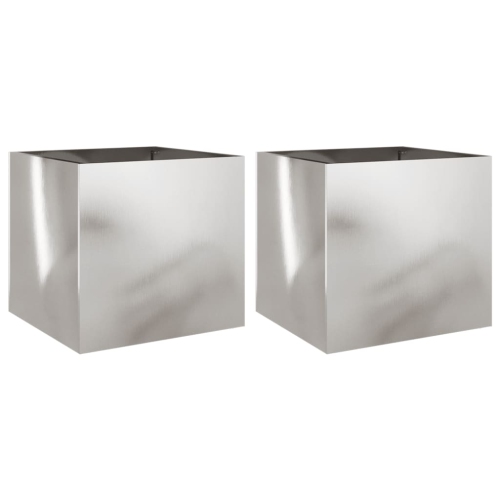 VIDAXL  Planters 2 PCs 42X40X39 Cm Stainless Steel In Silver