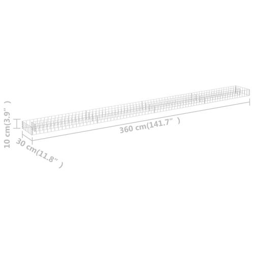 vidaXL Gabion Raised Bed Galvanised Steel 360x30x10 cm