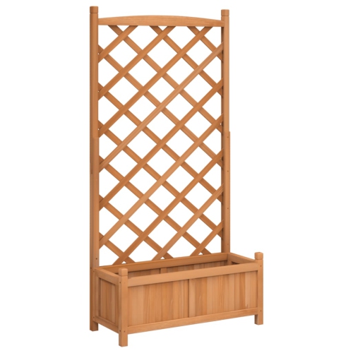 VIDAXL  Planter With Trellis Solid Wood Fir In Brown