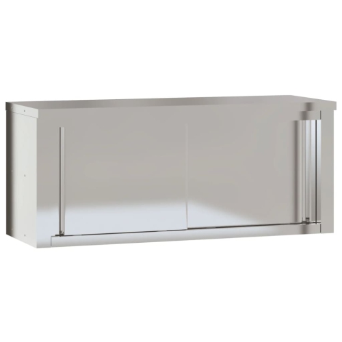 VIDAXL  Kitchen Wall Cabinet With Sliding Doors Stainless Steel