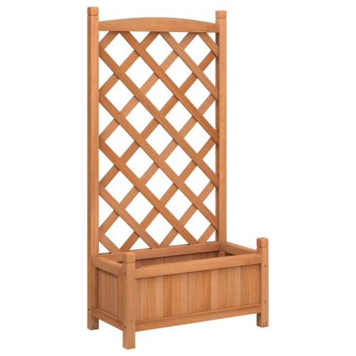 VIDAXL  Planter With Trellis Solid Wood Fir In Brown
