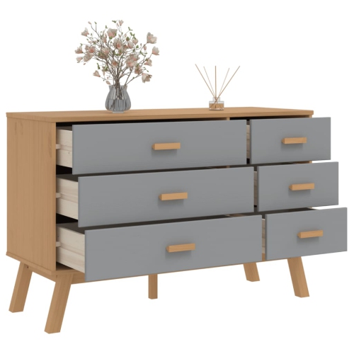 vidaXL Drawer Cabinet OLDEN Grey and Brown Solid Wood Pine