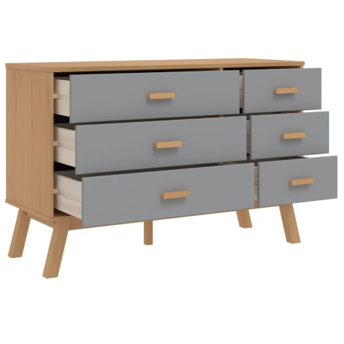 vidaXL Drawer Cabinet OLDEN Grey and Brown Solid Wood Pine