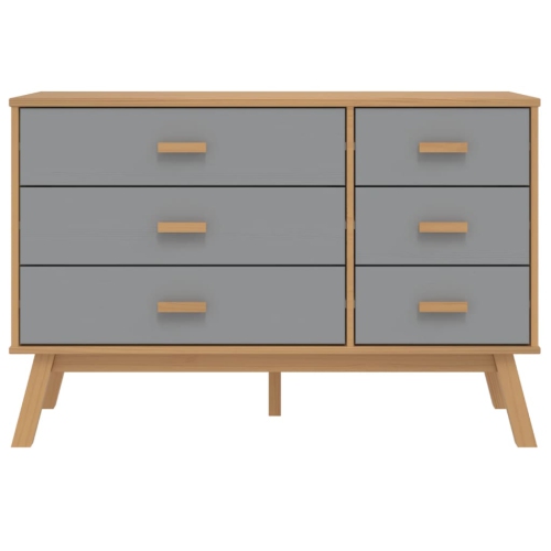 vidaXL Drawer Cabinet OLDEN Grey and Brown Solid Wood Pine