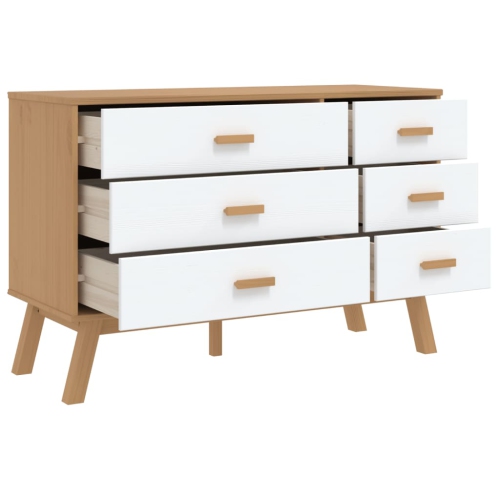 vidaXL Drawer Cabinet OLDEN White and Brown Solid Wood Pine
