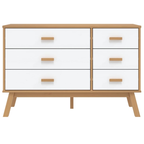 vidaXL Drawer Cabinet OLDEN White and Brown Solid Wood Pine