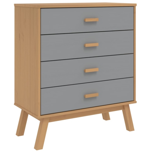 VIDAXL  Drawer Cabinet Olden Grey And Solid Wood Pine In Brown